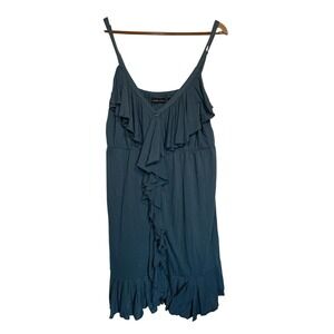New York & Company Blue‎ Ruffle Dress Sleeveless Casual Sundress